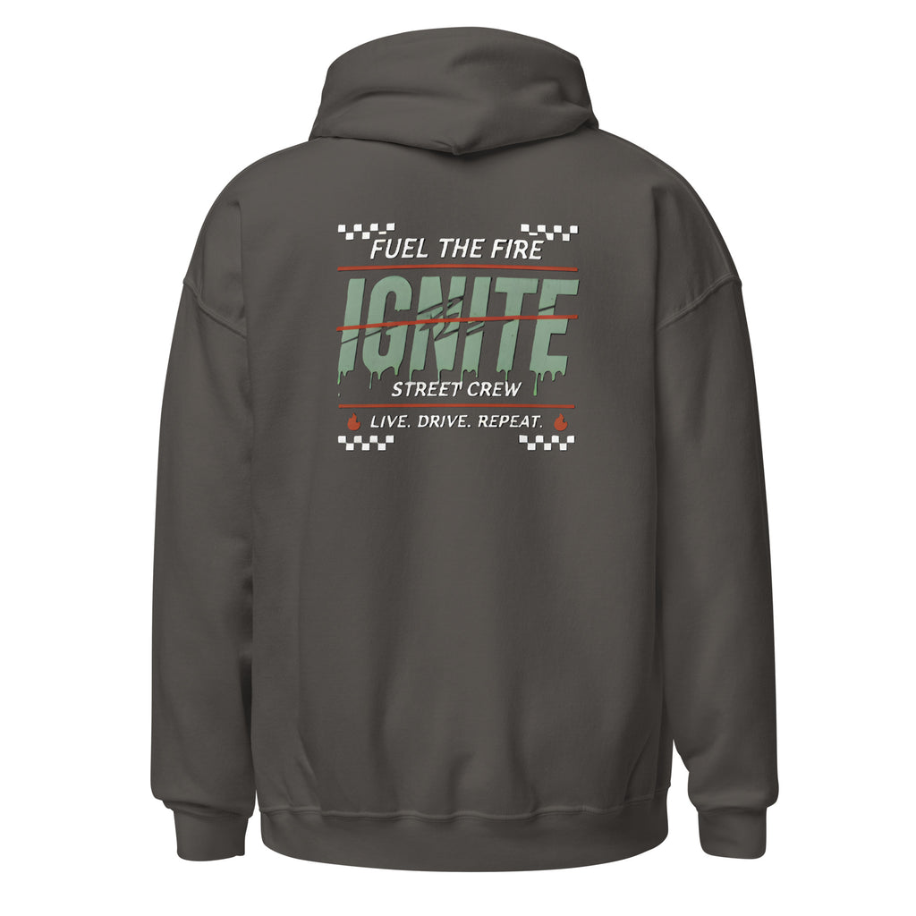 IGNITE Fuel the Fire Unisex Hoodie, houtskool